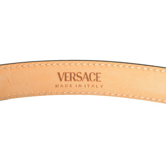 Versace Black 100% Leather Silver Medusa Head Logo Decorated Belt US 24 IT 60 - Picture 4 of 4